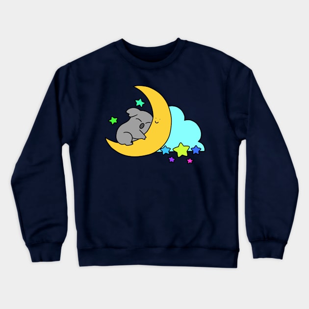 Koala Hugging a Crescent Moon Crewneck Sweatshirt by saradaboru